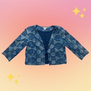 Eileen Fisher Hand-Printed Blue Organic Pocket Jacket